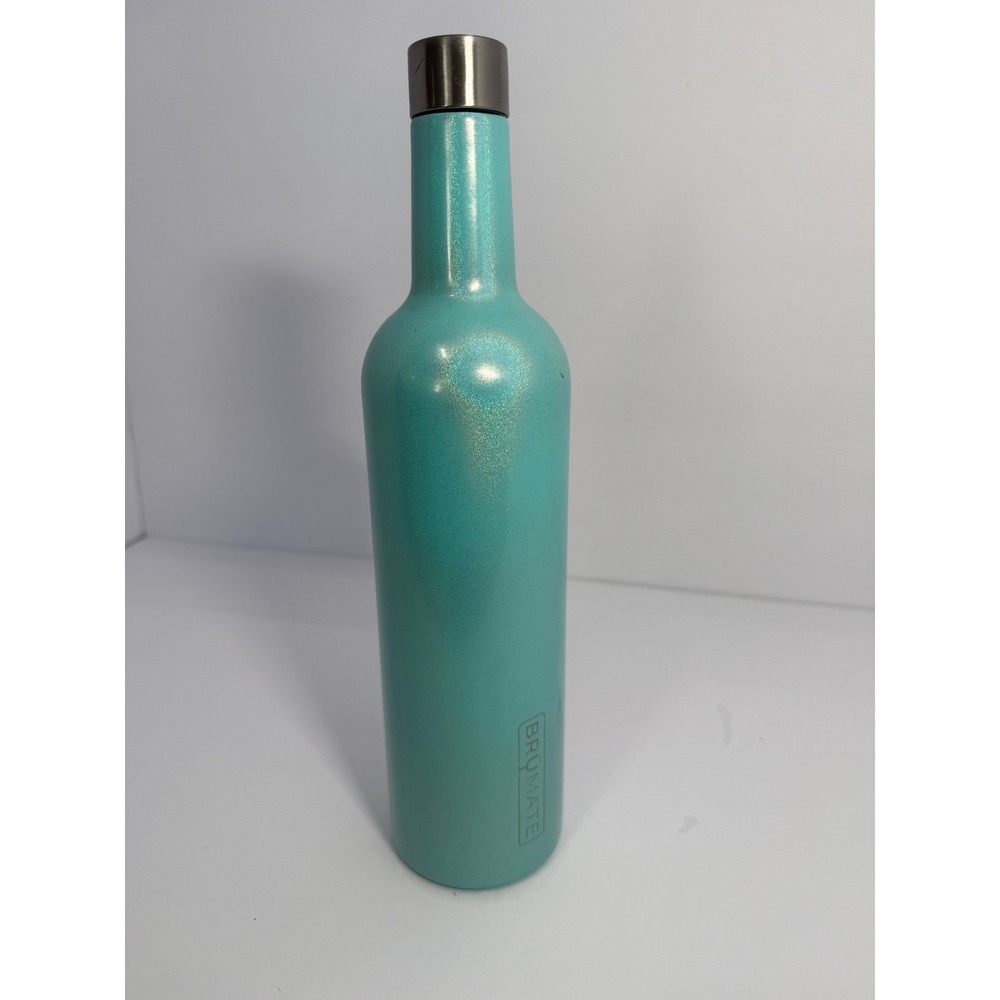 BruMate Winesulator 750ml Insulated Wine Bottle Glitter AquaTeal Stainless Steel